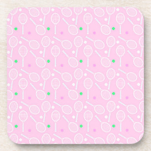 Tennis Racket Pattern Pastel Pink Party    Coaster