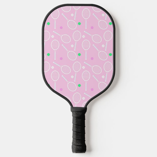 Tennis Racket Pattern Pastel Pink   Pickleball Paddle (Front)