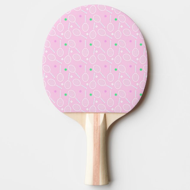 Tennis Racket Pattern Pastel Pink  Ping Pong Paddle (Front)