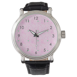Tennis Racket Pattern Pastel Pink Watch