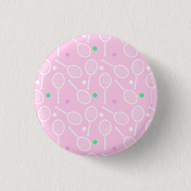 Tennis Racket Pattern Pink  1 Inch Round Button (Front)