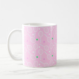 Tennis Racket Pattern Pink  Coffee Mug