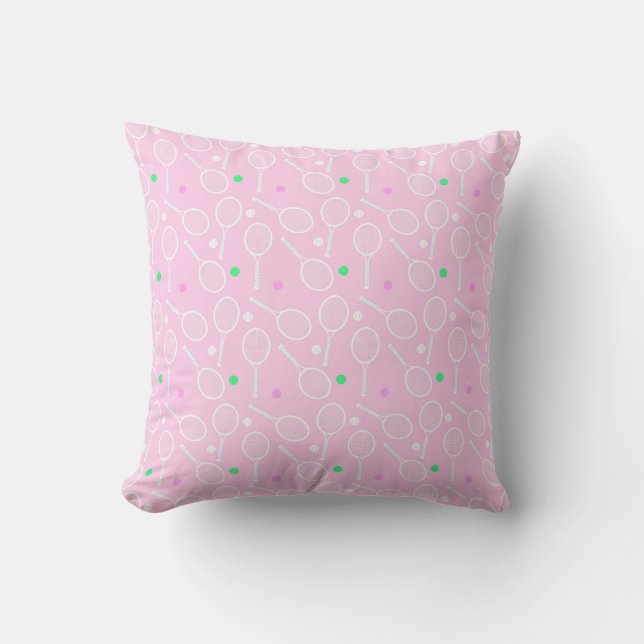 Tennis Racket Pattern Pink  Throw Pillow (Front)
