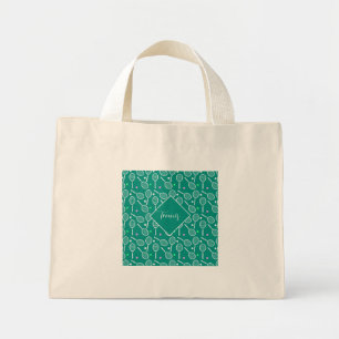 Tennis Racket Pattern Retro Green Mini Tote Bag