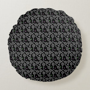 Tennis Racket Pattern  Round Pillow