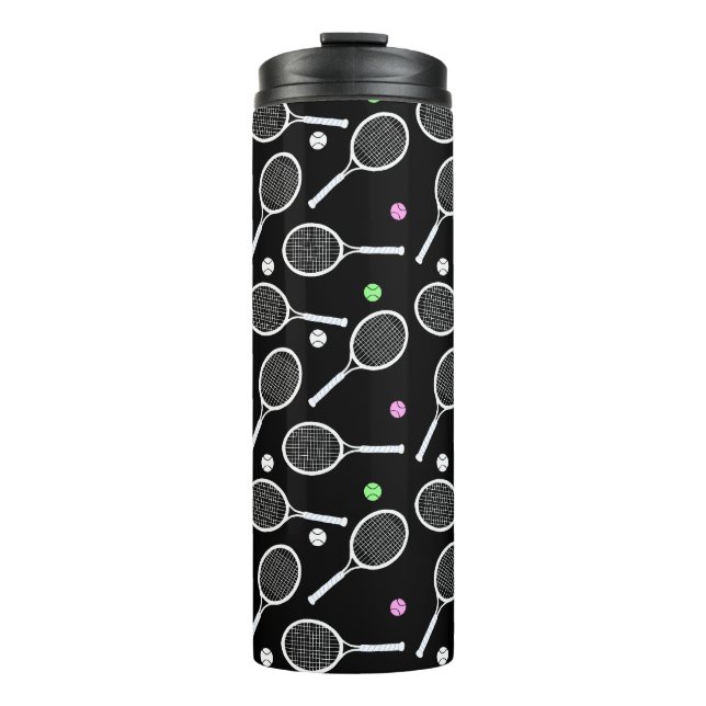 Tennis Racket Pattern   Thermal Tumbler (Front)