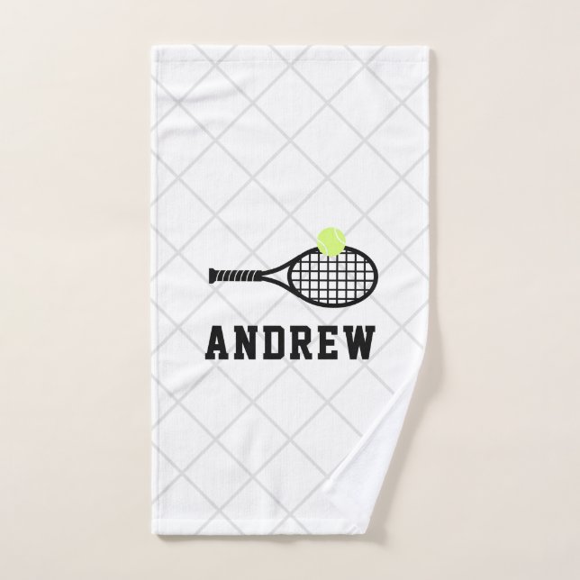 Tennis Racket Personalized Sports Hand Towel (Hand Towel)