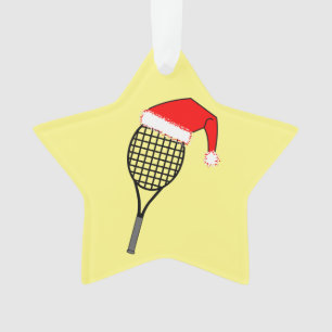 Tennis Racket Santa Hat Ornament