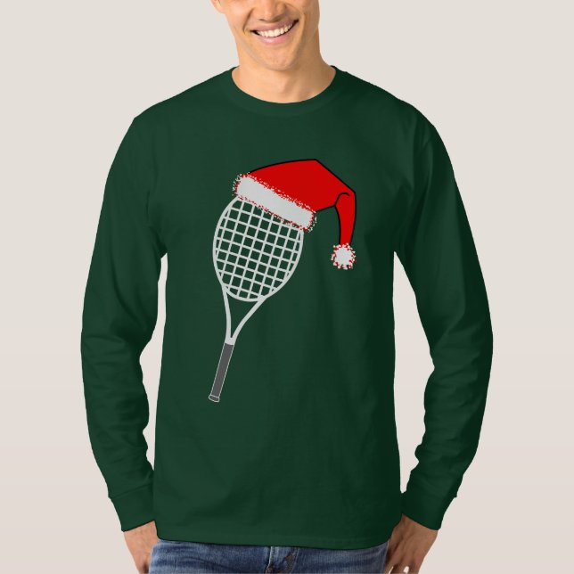 Tennis Racket Santa Hat T-Shirt (Front)