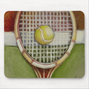 Tennis Racket with Ball Laying on Court Mouse Pad