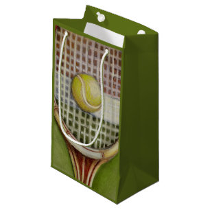 Tennis Racket with Ball Laying on Court Small Gift Bag