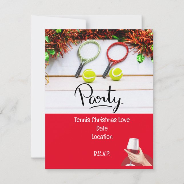 Tennis racket with Christmas Decoration Invitation (Front)