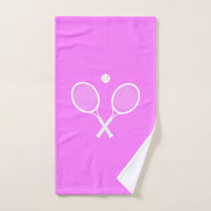 Tennis Rackets and a Ball Chic Deep Pink   Hand Towel
