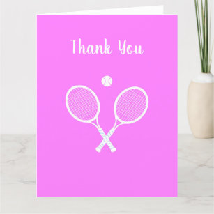 Tennis Rackets and Ball Active Pink  Thank You Card