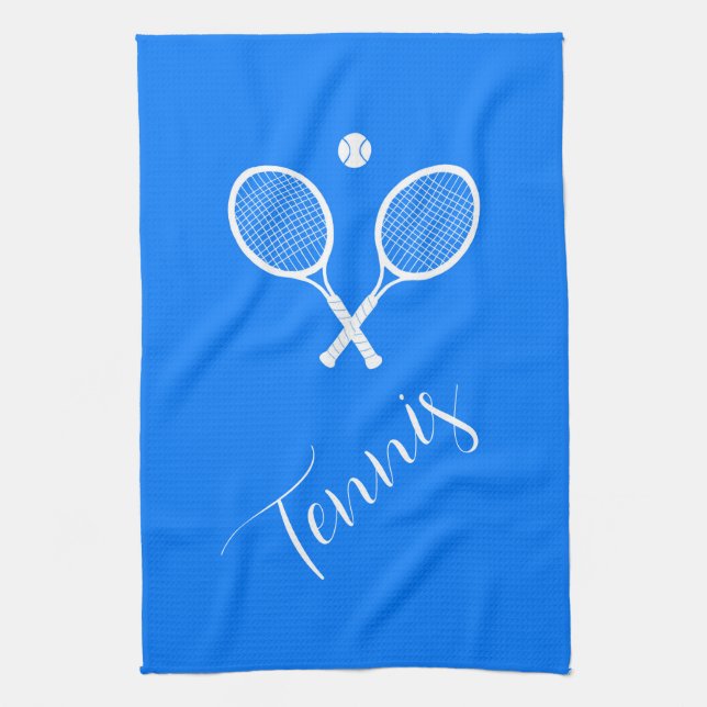 Tennis Rackets and Ball Blue  Kitchen Towel (Vertical)