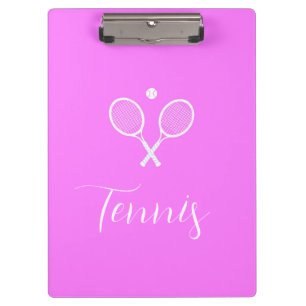 Tennis Rackets and Ball Deep Pink Clipboard