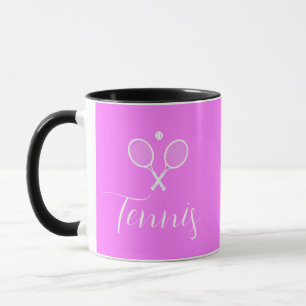 Tennis Rackets and Ball Deep Pink   Mug