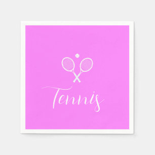 Tennis Rackets and Ball Deep Pink Napkin