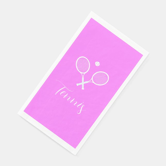 Tennis Rackets and Ball Deep Pink   Napkin (Corner)