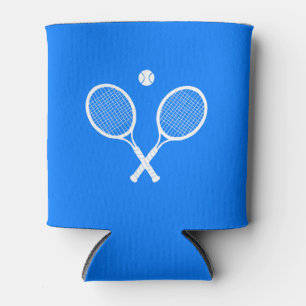 Tennis Rackets and Ball Party Blue Can Cooler