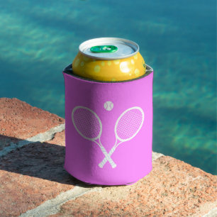 Tennis Rackets and Ball Party Deep PInk Can Cooler