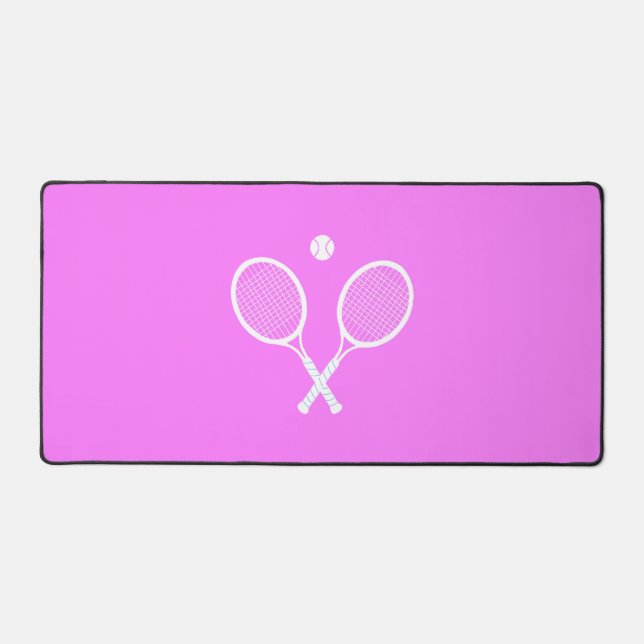 Tennis Rackets and Ball Party Deep PInk Desk Mat (Front)