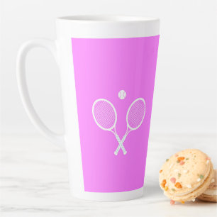 Tennis Rackets and Ball Party Pink   Latte Mug