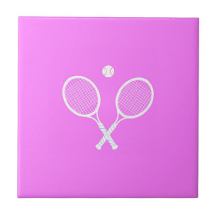 Tennis Rackets and Ball Party Pink Tile