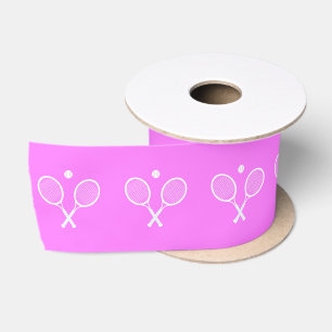 Tennis Rackets and Ball Pink Festive Satin Ribbon