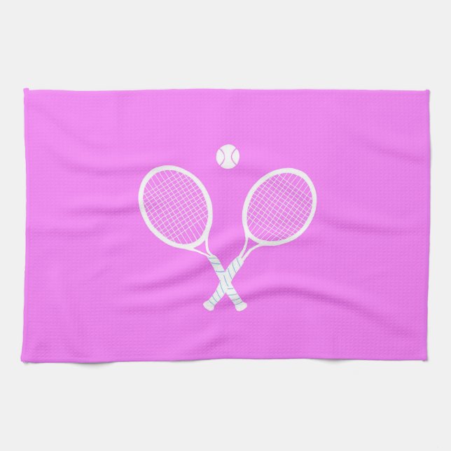 Tennis Rackets and Ball Pink Wellness Kitchen Towel (Horizontal)