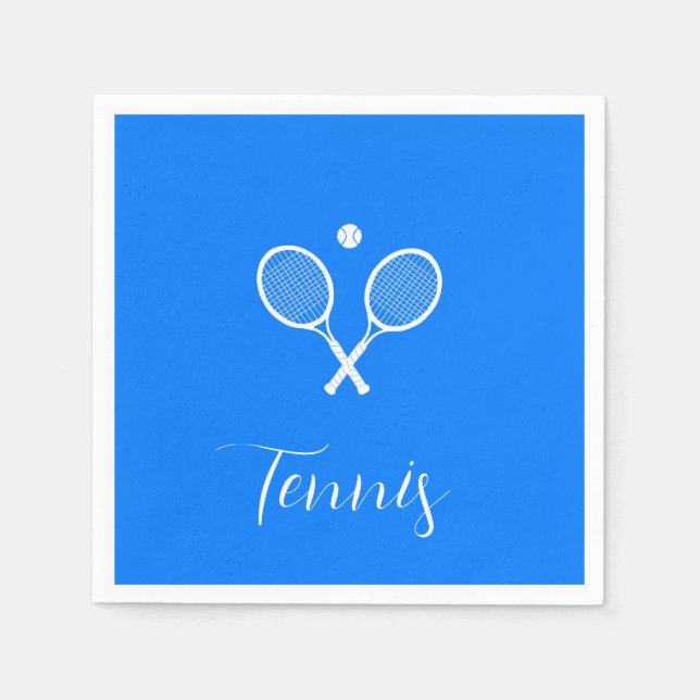 Tennis Rackets and Ball Ultramarine Blue   Napkin (Front)