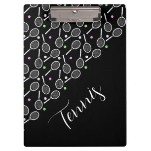 Tennis Rackets and Balls Black   Clipboard