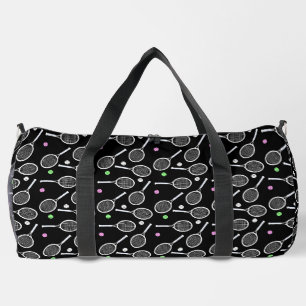 Tennis Rackets and Balls Black Duffle Bag