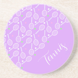 Tennis Rackets and Balls Lilac  Coaster