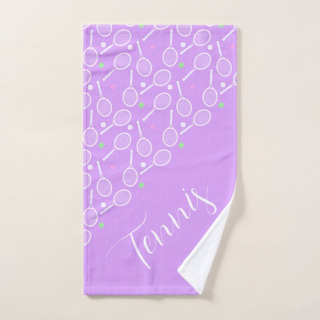 Tennis Rackets and Balls Lilac Hand Towel (Hand Towel)