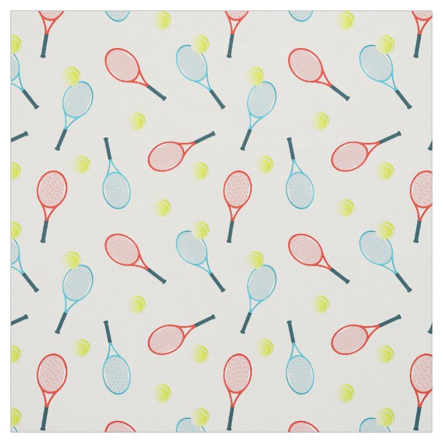 Tennis Rackets and Balls Pattern Fabric (Swatch)
