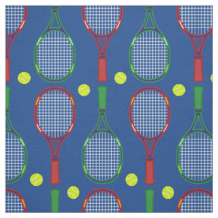 Tennis Rackets & Balls Pattern Fabric