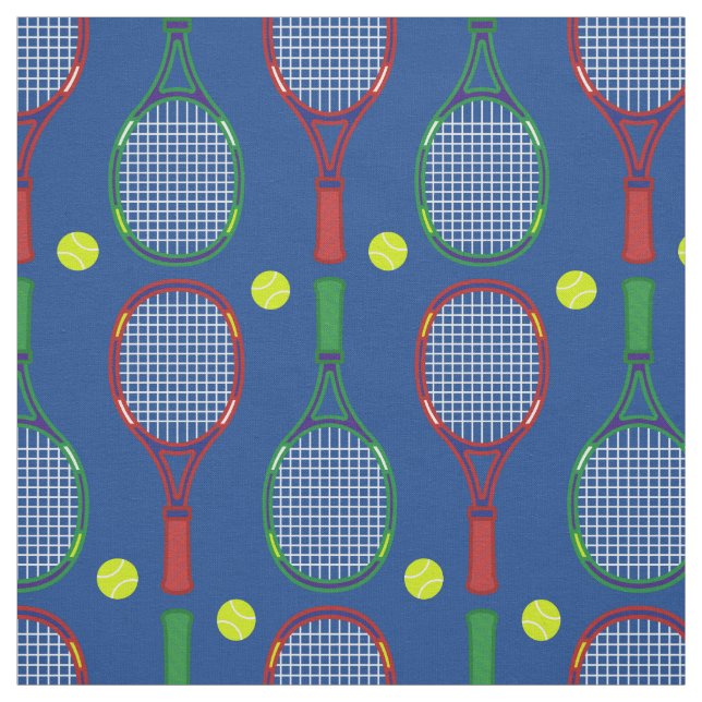 Tennis Rackets & Balls Pattern Fabric (Swatch)