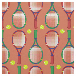 Tennis Rackets & Balls Pattern Fabric