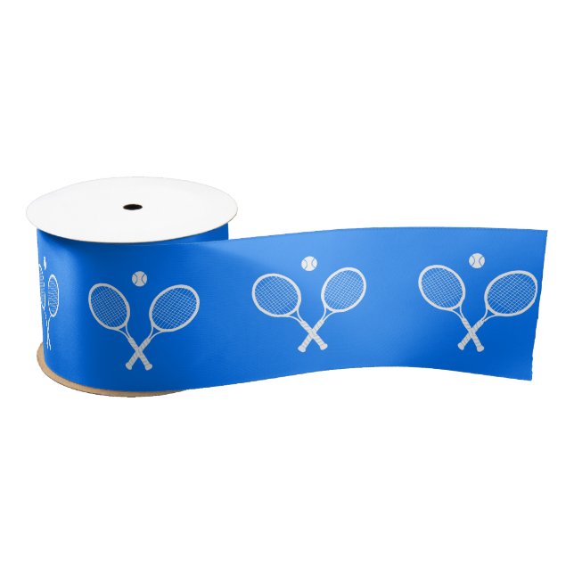 Tennis Rackets Blue Backgroud   Satin Ribbon (Spool)