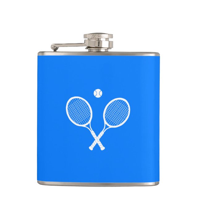 Tennis Rackets Blue Background   Hip Flask (Front)