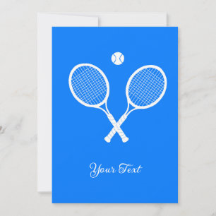 Tennis Rackets Blue Background  Party Personalized Invitation