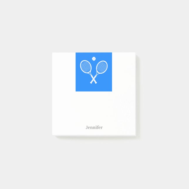 Tennis Rackets Blue Background Personalized Post-it Notes (Front)