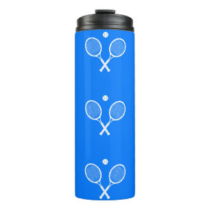 Tennis Rackets Blue Background   Thermal Tumbler