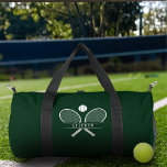 Tennis Rackets & Custom Name Duffle Bag<br><div class="desc">Gear up in style with this personalized tennis duffle bag, designed for athletes who want both function and flair. Featuring a sleek, sporty graphic of crossed rackets and a tennis ball, along with space to customize a name, this bag makes the perfect gift for tennis players of all ages and...</div>