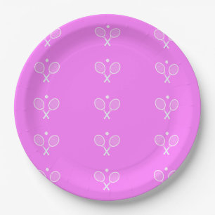 Tennis Rackets Deep Pink Background Paper Plate