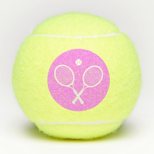 Tennis Rackets Deep Pink Background   Tennis Balls (Front)