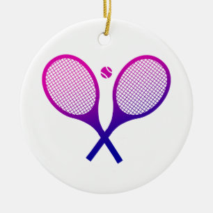 Tennis Rackets Magenta to Purple Ombre           Ceramic Ornament