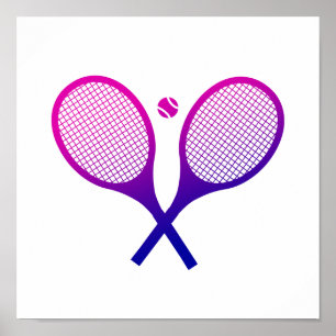 Tennis Rackets Magenta to Purple Ombre  Poster