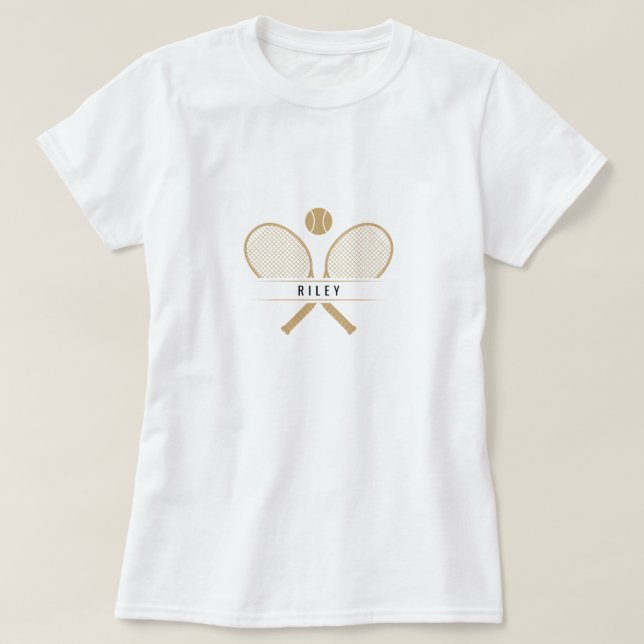 Tennis Rackets & Name Personalized Tennis T-Shirt (Design Front)